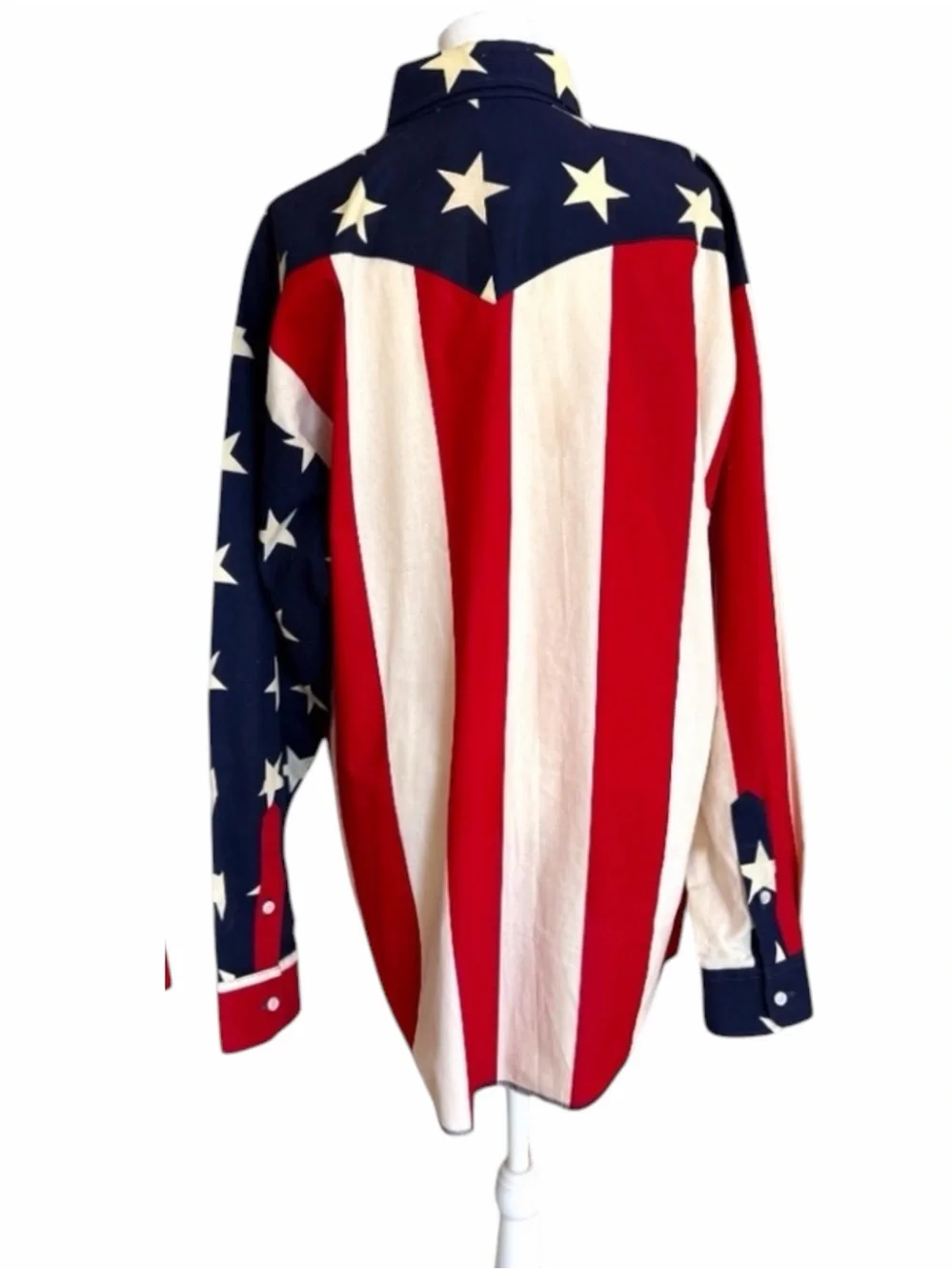 Vtg 90s Brooks & Dunn Panhandle Slim Unisex American Flag Western Shirt M Fits L - Picture 3 of 15